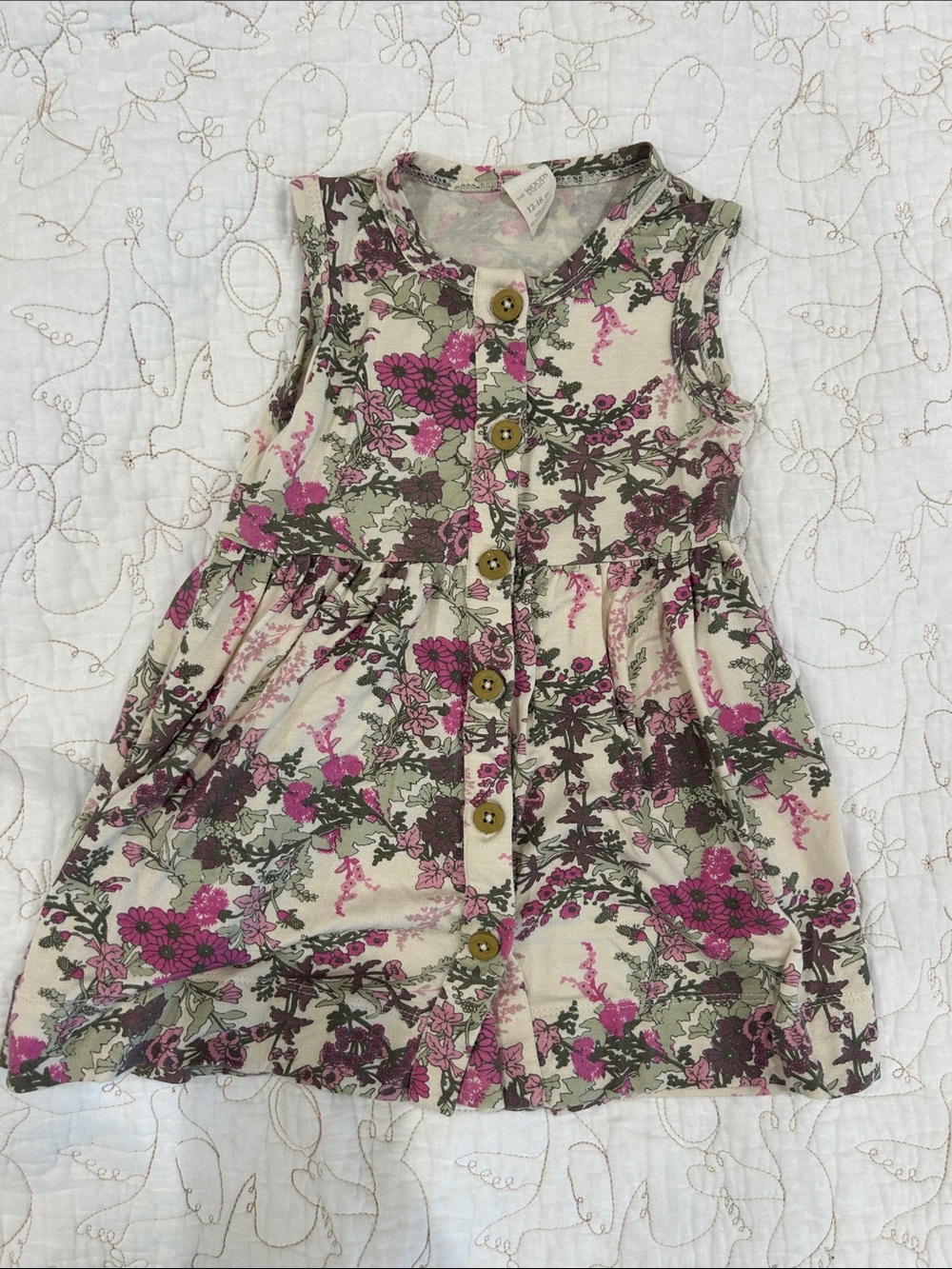 Kate Quinn butter soft Bamboo Floral Button-Front Dress in Pink and Green